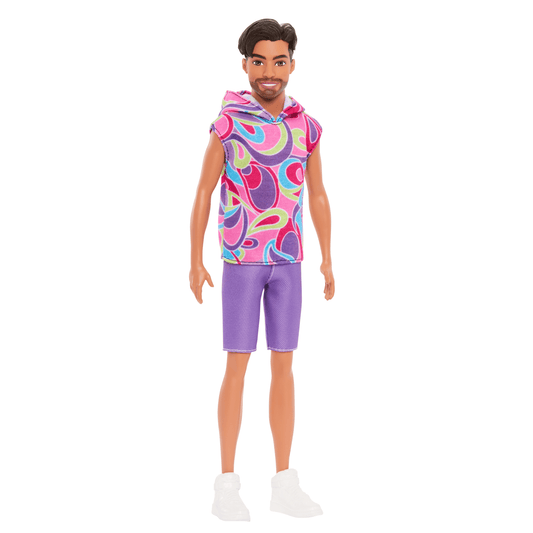 Barbie Fashionista Muñeco Ken Camisa de Colores y Short Morado